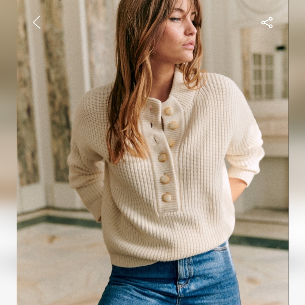 LIKE NEW Sezane Cream Button-Up Sweater - XS